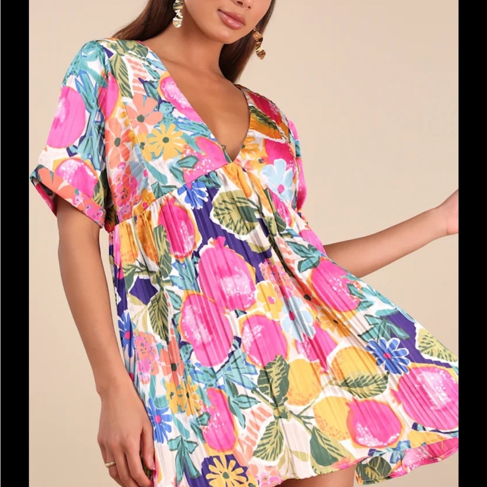 Lulu's Vibrant Floral Print Dress